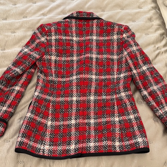 Veronica Beard Red Plaid Double-Breasted Jacket - Picture 5 of 5